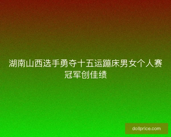 湖南山西选手勇夺十五运蹦床男女个人赛冠军创佳绩